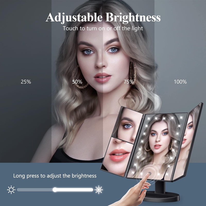 HUONUL Makeup Mirror Vanity with Lights, 2X 3X 10X Magnification,