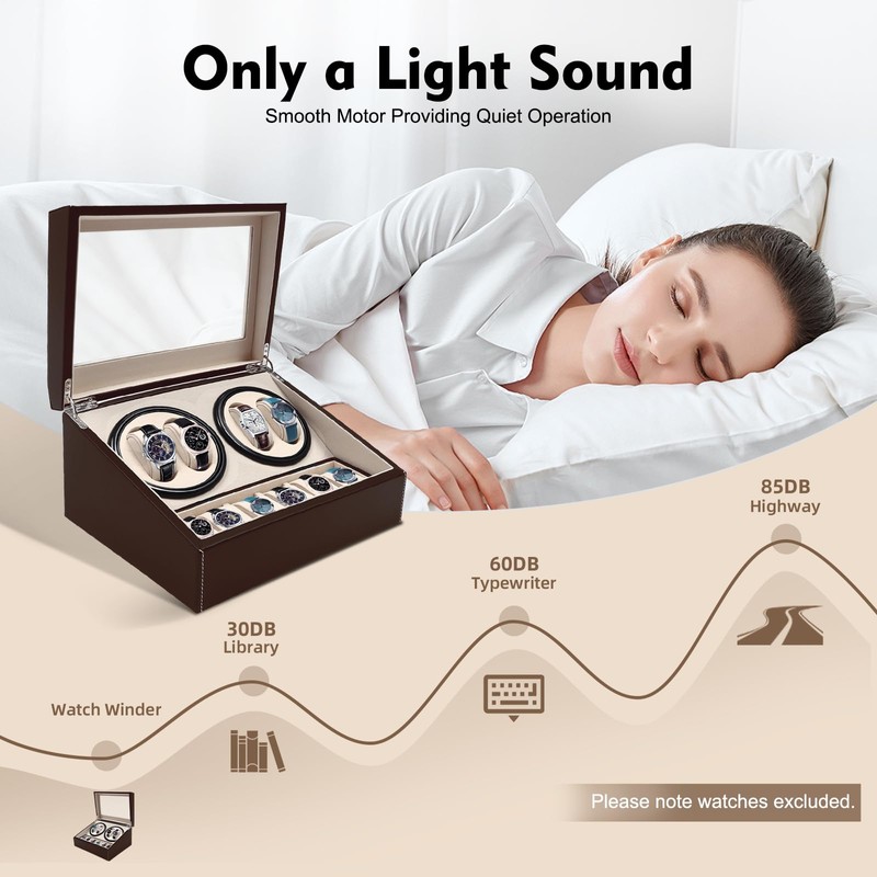 BIXIBIN Automatic Watch Winder Box, Luxury Storage Case for Mechanical