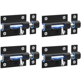 Door Lock Latch Locks Slide - 4 Pack Keyless Entry Slide Locks for Inside Outside Door, Door Barrel Bolt Door Latch Thickened Heavy Duty Steel, Easy to Install Gate, Slide Latch Lock with 24 Screws