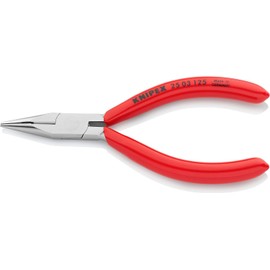 Knipex KNIPEX Flachrundzange mit Schneide (Radiozange) mit Kunststoff berzogen verchromt 125 mm 25 03 125