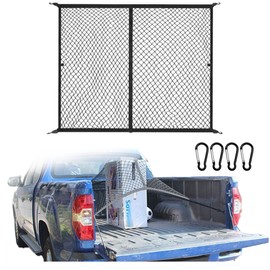 TRICALI Elastic Cargo Net with Hooks, Truck Bed Cargo Mesh Organizer Single Layer Mesh 4'x4' (Stretches to 7'x7') for Car SUV Truck Pickup Daily Load