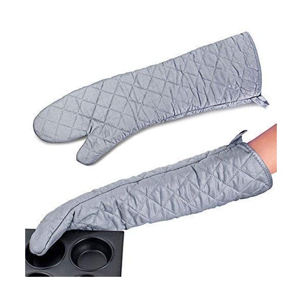 Linwnil New 1 Pair Heat Resistant Oven Gloves New Cotton Oven Mitts Kitchen Gloves High Temperature Cooking Tool BBQ Gloves (23Inch)