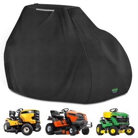 Premium Riding Lawn Mower Cover, Elechomes Heavy Duty 600D Polyester Oxford UV Protection Waterproof Windproof Universal Fits Decks Up to 60" Lawn Mower Dust Covers with Storage Bag 82.5x46x55 Inch