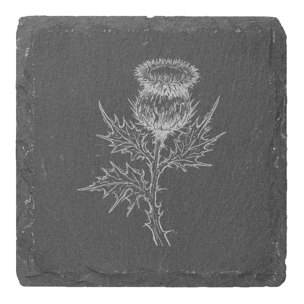 4 x 'Scottish Thistle' 10cm Square Slate Coasters (CR00214095)
