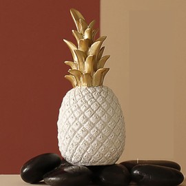 PIGPIGFLY Pineapple Ornaments Modern Resin Pineapple Crafts Household Decorative Pineapple Simulation Fruit Ornaments for Home Cabinet Table Party Photograp Prop Shop Display Decoration 9.9"