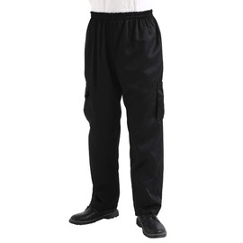 Men's Black Cargo Style Chef Pants Baggy Kitchen Uniforms Work Chef's Pants BlackPocket XXL