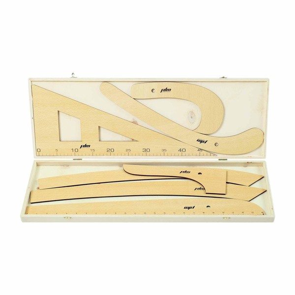 FDM 7 Piece Wooden Fashion Drawing Ruler Curved and Straight