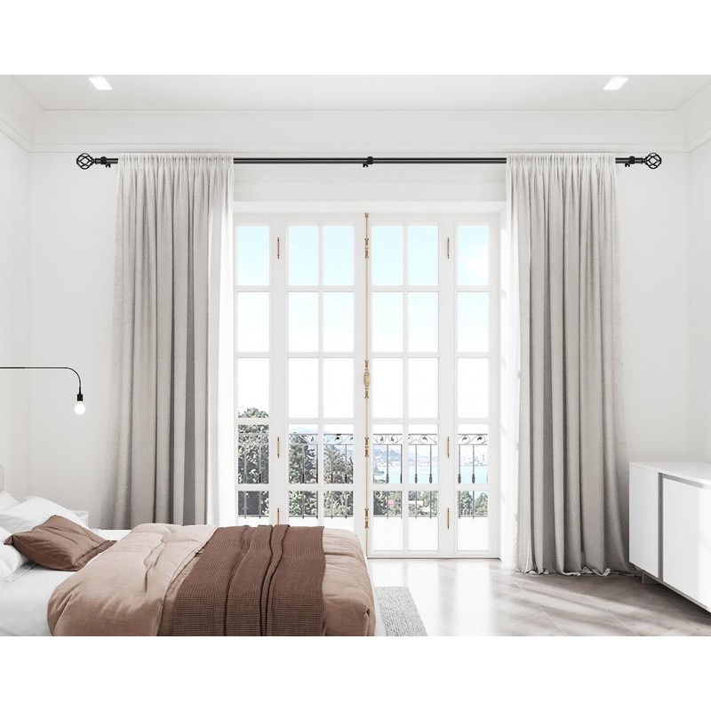 KAMANINA Black Curtain Rod for Windows 66 to 120 Inch