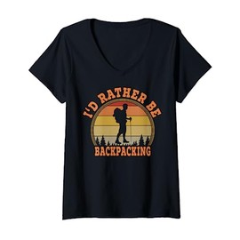 I'd Rather Be Backpacking Hiking Camping Bushcraft V-Neck T-Shirt