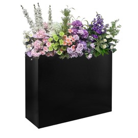Yaghpy Rectangle Planter-32 L x 12" W x 24" H Tall Black Metal Large Planter Boxes Outdoor Pots,Flowers Pot Garden Porch Patio Privacy