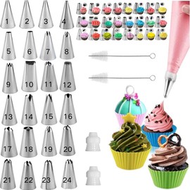 Kit de decoración de pasteles con 24 puntas de tubería, 2 cepillos para decorar pasteles, 2 acopladores estándar