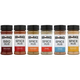 Rib Rack Dry Spice Rub Variety Pack, 6 Count - Meat Seasoning for BBQ, Grill, Smoker - All Natural Ingredients