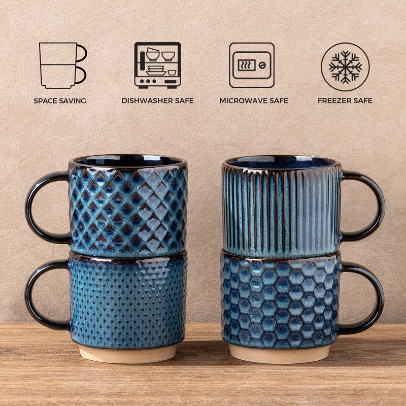 6 OZ Coffee Mugs with Saucer and Stand, Ceramic Espresso