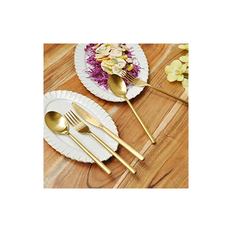 Dalton Cutlery Svelte Cutlery Dinner Spoons, Matte Gold Color