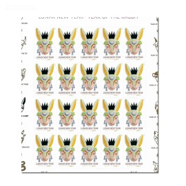 Permanent Stamps Labels Stickers 2023 Lunar New Year of the Rabbit Custom Paper Legal Postage-stamps Label Online Bulk PrintingColor: White Y132 2023 Year of the Rabbit, Quantity: 1set=5sheets