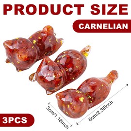 BRTNUP 3PCS Crystal Ornaments, Crystal Cat Statue, Cat Decor Novelty Crystal Artware, Miniature Cat Statues, Crystal Mini Cat Sculpture for Cat Lover Gift (Red)