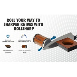 The Original RollSharp™ Rolling Knife Sharpener - Knife Sharpening Made Easy - Rolling Knife Sharpener Tool for Kitchen Knives - Knife Sharpener Kit Offers 15, 20, 18, & 22 Degree Sharpening