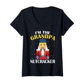 Womens Grandpa Nutcracker Costume Matching Family PJs Christmas V-Neck T-Shirt