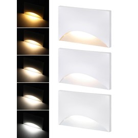 LEONLITE White 5CCT 120V LED Step Lights, 150LM 5%-100% Dimmable Stair Lights Indoor Outdoor IP65 Waterproof, Aluminum Anti-Glare Shell, CRI90 ETL 2700K/3000K/3500K/4000K/5000K, Pack of 3