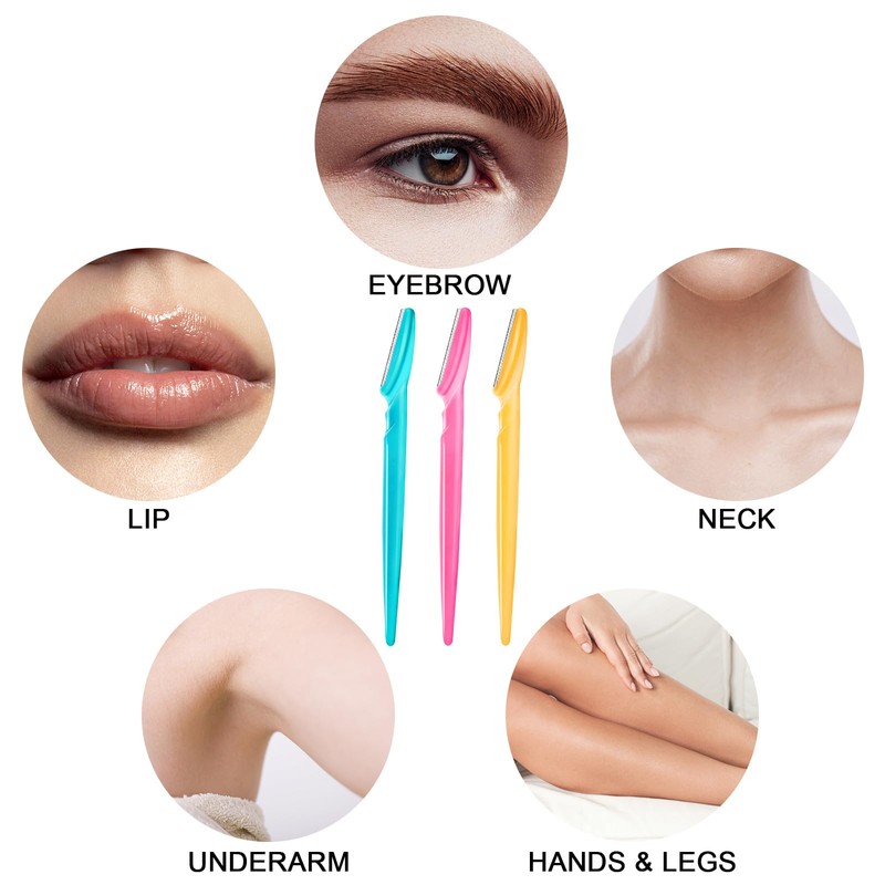 HFATMOS 12 Pcs Eyebrow Razor, Multipurpose Exfoliating Dermaplaning Tool for