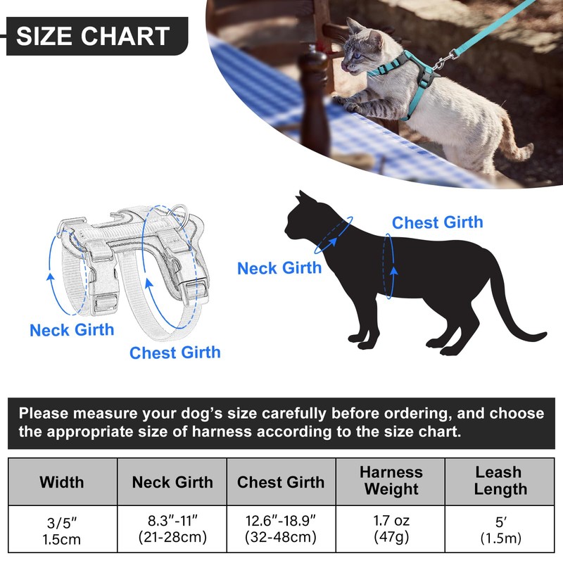 Plutus Pet Adjustable Cat Harness and Lead Set, Quick Release,