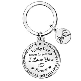 QMVMV Dad Keyring from Daughter Father’s Day Birthday Christmas keyring for Father Daddy Never Forget I Love You Forever I Will Always Be Your Little Girl keychain