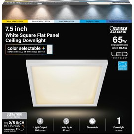 Feit Electric 7.5 Inch LED Square Ceiling Light, Dimmable Flat Panel Light with Color Selection (5CCT), Fits 5/6 Inch Recessed Cans, TP24 Adapter Included (7.6"x 7.6"x 1.3"), 4 Pack, 74208/6WYCA/4