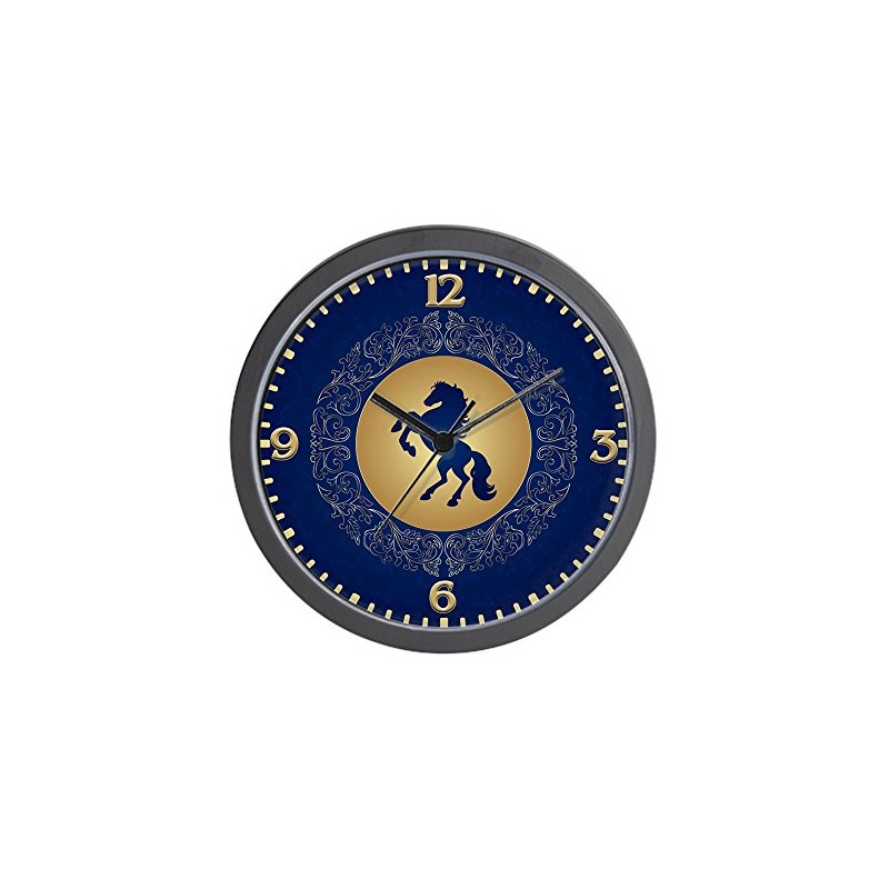 Truly Teague Wall Clock Horse on Dark Blue Field
