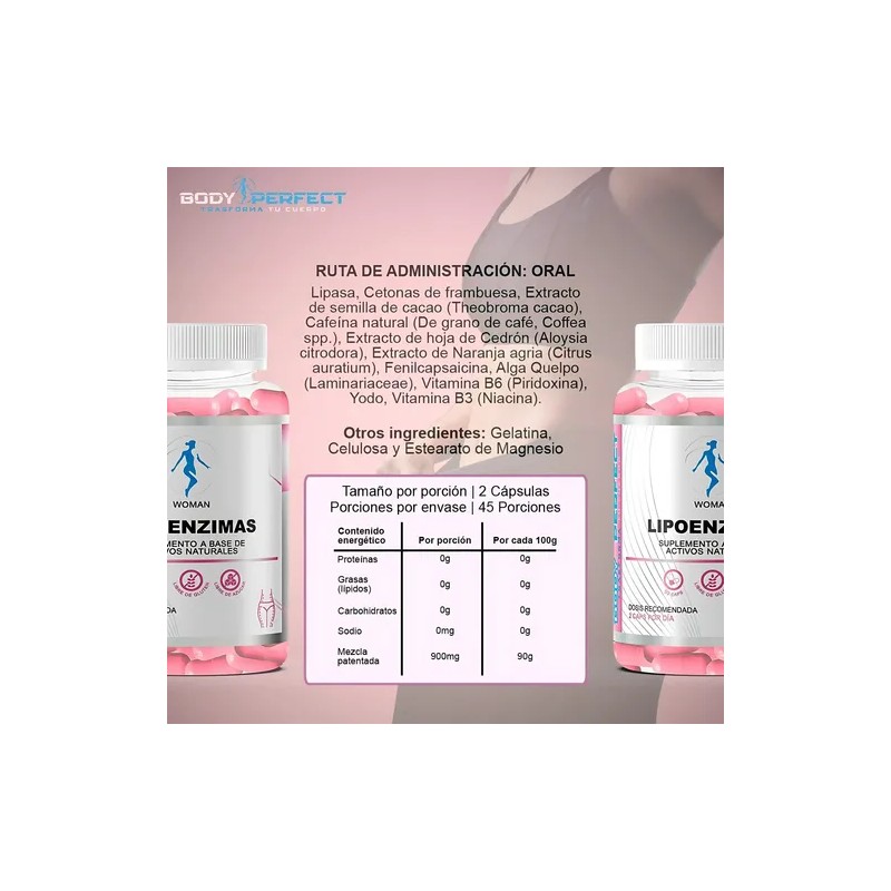 Suplemento Reductivo Con Lipoenzimas 90 Cáps Body Perfect