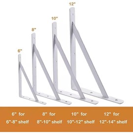 8 Inch Shelf Brackets, Kersally 4 Pack Heavy Duty L White Shelf Brackets, 90 Degree Triangle Metal Supports for DIY Floating Shelf with Screws