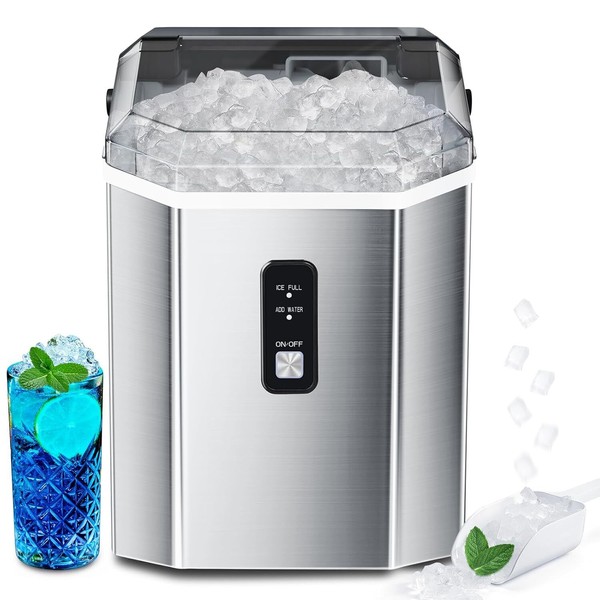 Unbranded Nugget Countertop Ice Maker, 35Lbs/24H Slef-Cleaning Stainless Steel Ice