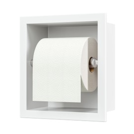 White Recessed Toilet Paper Holder,for Standard/Mega Roll