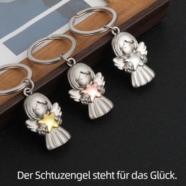 GZXYA Guardian Angel Keyring Lucky Charm Pendant, Angel with Hearts for Exams or Car, Suitable as Gifts for Women, Girlfriend, Colleague. (1274), Agate, Agate