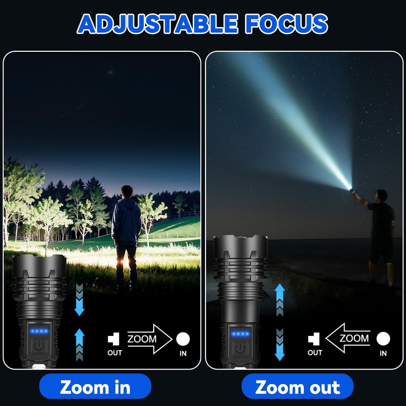 3Pack Rechargeable Flashlights, 7Mode Flashlights High Lumens L2000, Super Bright
