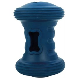 HugglePets Tactical K9 Natural Rubber Dumbell Dog Toy | Durable Heavy Duty | Tough, Bouncy Treat Dispenser for Reward Training | Blue | Dental Chew & Play Fetch Toy | For Big Dogs - Aggressive Chewers