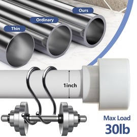 Curtain Rods for Windows 48 to 84-1 Inch Heavy Duty Black Curtain Rods - Adjustable Long Curtain Rod for Outdoor Patio, Sliding Glass Door, Living Room