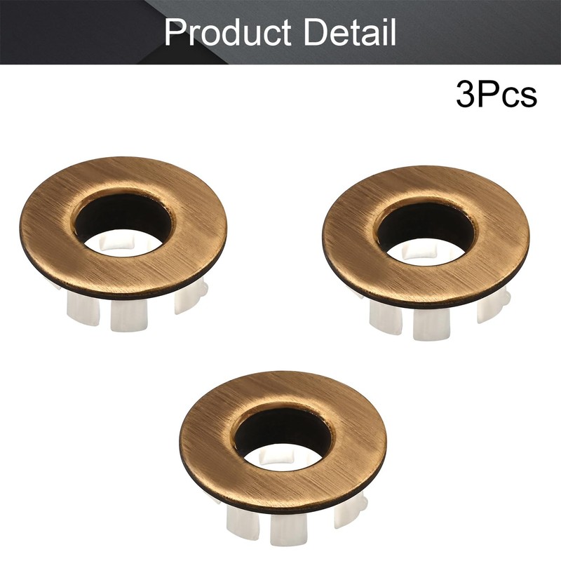 MroMax 3Pcs Sink Basin Trim Overflow Cover Copper Kitchen Sink