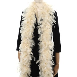 Larryhot Champagne Fluffy Boas Feathers - 80g 2Yards Boas for Party,Christmas Tree,Concert,Wedding and Home Decoration (80g-Champagne)