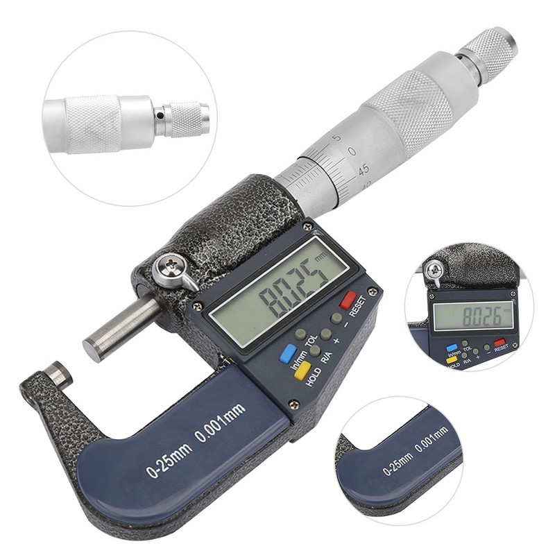 Measure Tool 0-25mm Electronic Digital Micrometer 0.001mm Thickness Gauge and