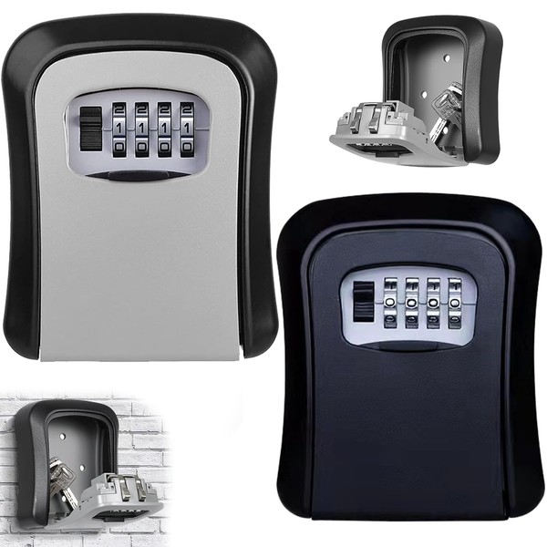 2 Pcs Key Safe Wall Mounted Outdoor, Share and Secure