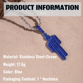 Ticome Women's and Men's Colourful Human Diamond Necklace, Stainless Steel Hip Hop Bad Guy Villain Necklace,Slant Head Trendy Shining Accessories