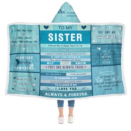 Christmas for Sister Gifts from Sister, Sister Gifts Oversized Wearable Blanket Hoodie, Sister Gifts Christmas Ideas for Sister, to My Sister for Couch Blanket Hoodie, Best Sister Ever Birthday Gifts