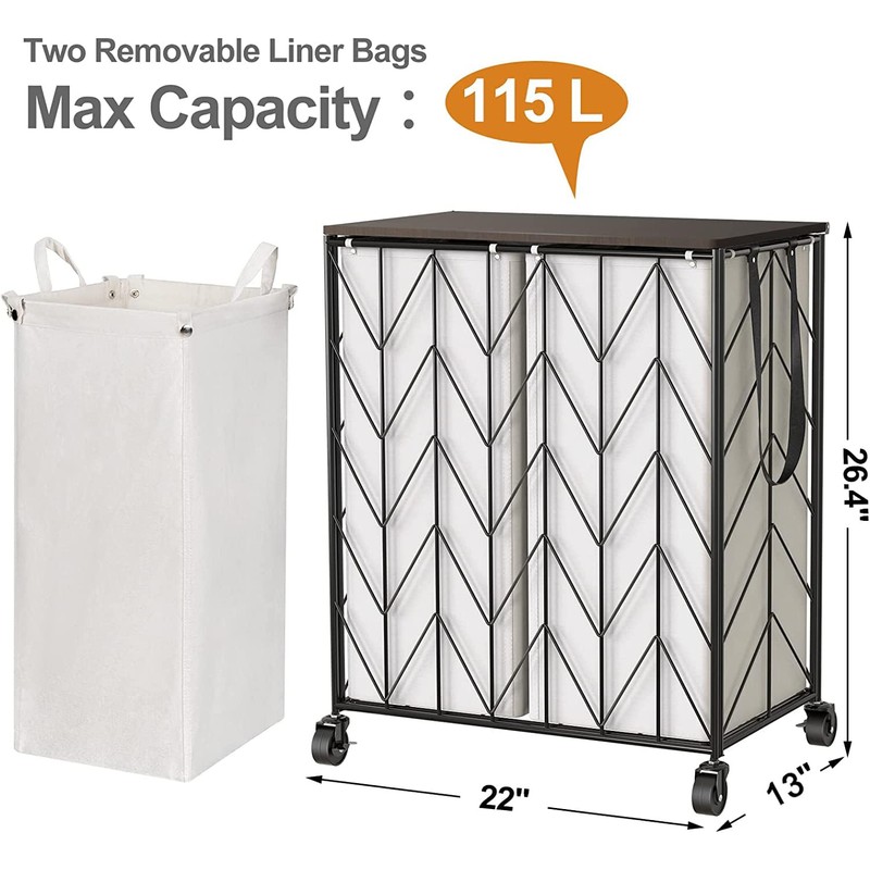 WOWLIVE Laundry Basket with Wheels, Heavy Duty Laundry Hamper with
