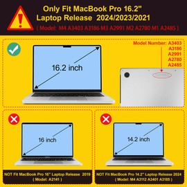 Mektron Case for 2024 MacBook Pro 16" M4 A3403 A3186 Fits M3 A2991 M2 A2780 M1 A2485 (2021/2033) Pro/Max Chips with Touch ID, Hard Shell Plastic Laptop Cover Keyboard Cover, Hand-Painted Flowers