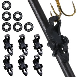 6 PCS Fishing Hook Keeper for Fishing Rod, Fish Lure Bait Holders with 3 Size Elastic Rubber Rings Fishings Rod Hook Keeper Fishings Hooks Holder for Worm Hookss and TrebleHook