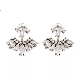 ZARD Crystal Ear Cuff Ear Jacket Earrings in Bronze Tone Gatsby Style