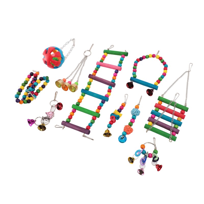 Bird Toy Set Colorful Boredom Relief Chewing Climbing Parrot Swing