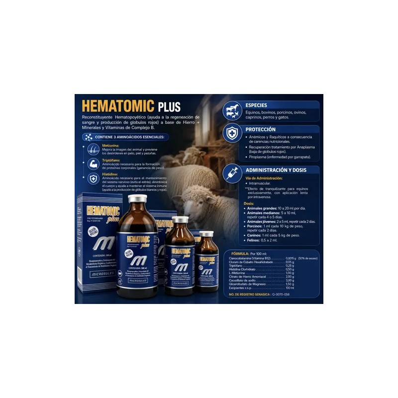 Hematomic Plus 100ml Antianémico Animal Vitaminas Minerales