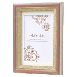 ラーソン・ジュール フォトフレーム マジョルカ ハガキ(4x6インチ=内寸102x152mm)L判用中抜きマット(窓寸74x120mm)付き シルバーxピンク LJPF0027