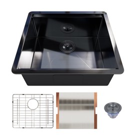 Davivy 21 inch Kitchen Sink Undermount Black, 10inch Deep Stainless Steel Single Bowl Workstation Prep Sinks for Kitchen(Undermount(21"Lx19"Wx10"D), Gunmetal Black)
